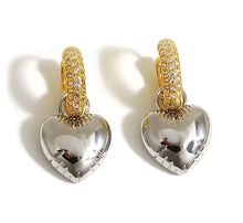 Chunky Heart Rhinestone Hoops