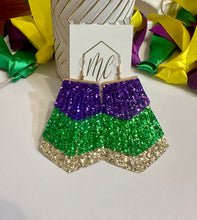 Glitter Mardi Gras Statement Earrings