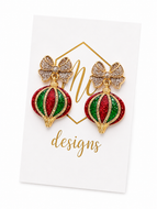 Jeweled Christmas Ornament Earrings
