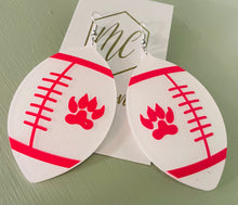 White Glitter and Orange Football Earrings