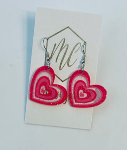 Acrylic Pink Heart Earrings