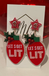 Light Bulb Christmas Acrylic Merry Earrings