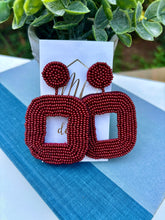 Maroon Beaded Earrings