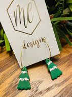 Small clay Christmas trees on hoop
