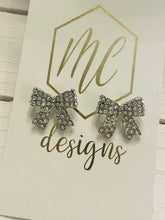 Silver Rhinestone Bow Studs