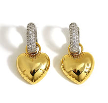 Chunky Heart Rhinestone Hoops