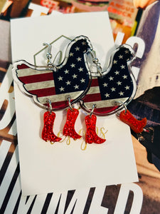 Patriotic Chicken Earrings