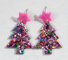 Colorful Christmas Tree Star Confetti Acrylic Earrings