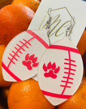 White Glitter and Orange Football Earrings