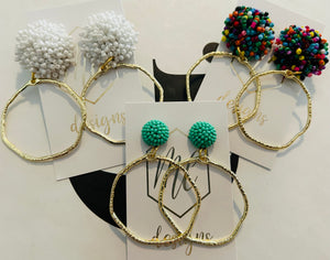 Irregular Gold Circle with Beaded Tops