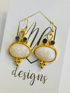 Classy Pearl and Blue Stone Earrings