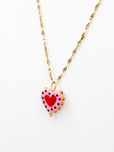 Hand Painted Heart Pendant Necklace