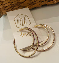 Double Maroon Rhinestone Earrings