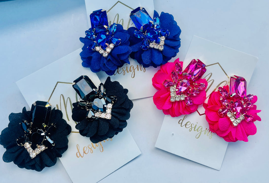 Statement Fabric and Rhinestone Earrings