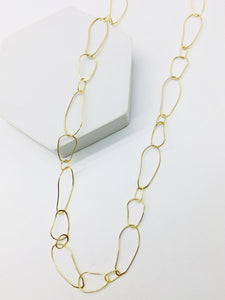 Long Gold Irregular Oval Necklace