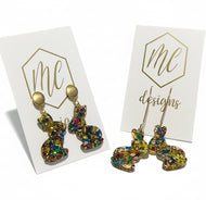 Small Confetti Acrylic Sitting Bunny Earrings