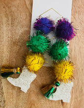 Mardi Gras Pom Pom Balls and Boots Earrings