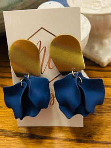 Gold Matte Petal Earrings