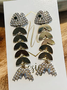 Rhinestone Fish Bone Earrings