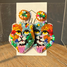 Artistic Seed Beaded Lion Earrings