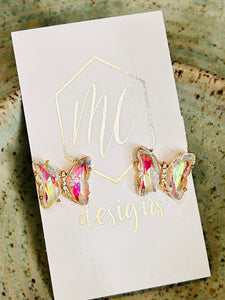 Big Butterfly Jeweled Earrings