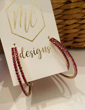 Double Maroon Rhinestone Earrings