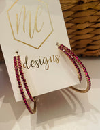 Double Maroon Rhinestone Earrings