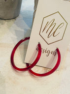 Acrylic Red Hoop Earrings