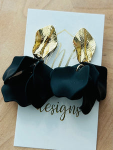 Small Petal Earrings Gold Leaf Top