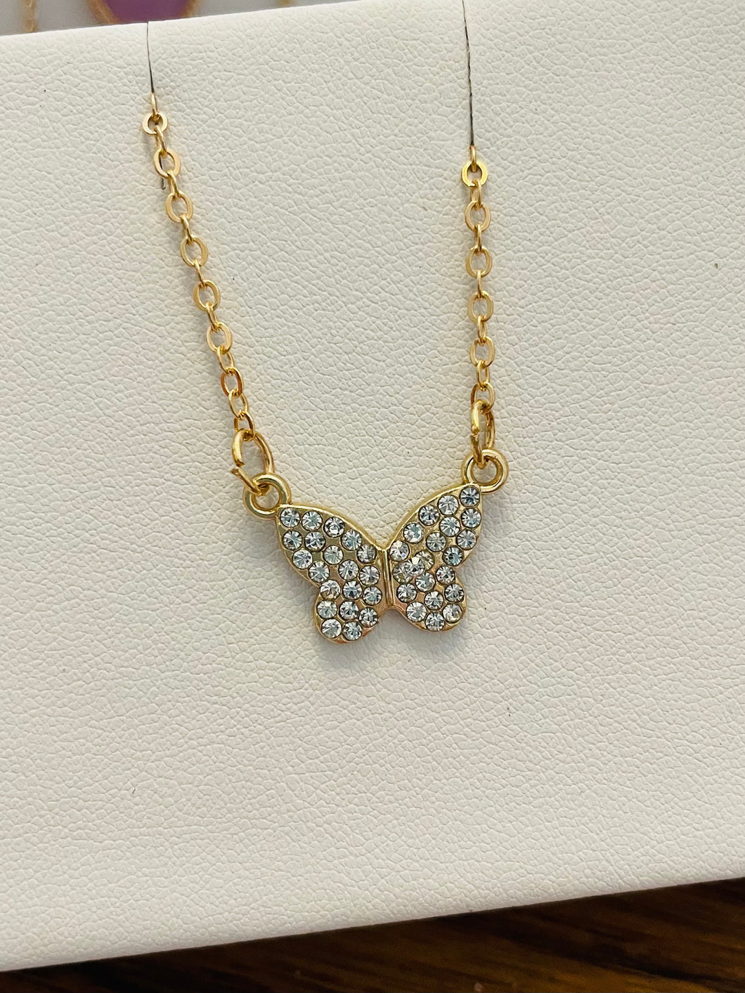 Small Rhinestone Butterfly Necklaces