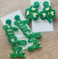 Beaded St Patty Day Earrings