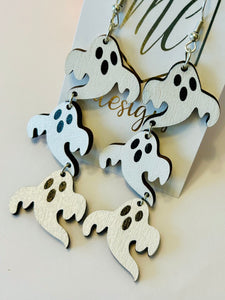 Wooden Triple Ghost Earrings