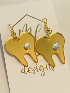 Gold Shiny Tooth Earrings