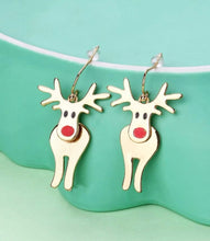 Gold Rudolph Reindeer Earrings