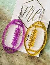 Acrylic Glitter Open Football Earrings
