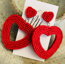 Open Heart Beaded Earrings Valentine's Day