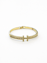 Gold Zirconia H Initial Cuff Bracelet