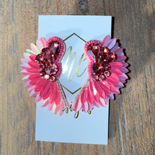 Glam Angel Wing Hot pink Earrings