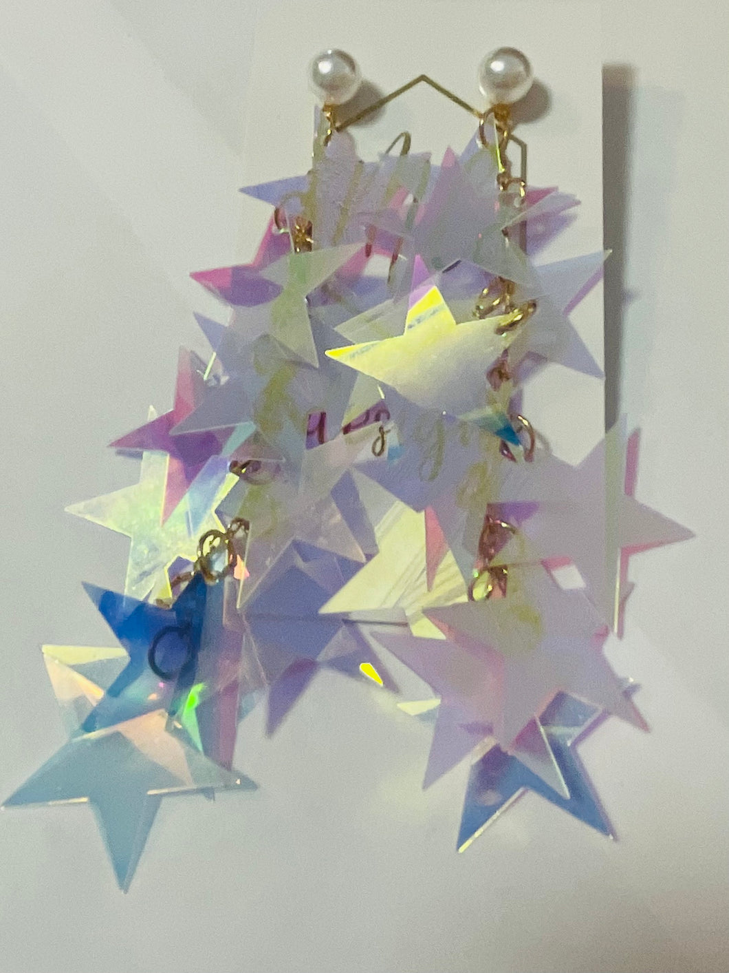 Iridescent Dangly Star Earrings