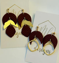 Maroon Clay and Gold Earrings