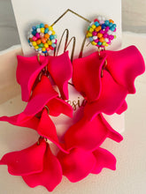 Hot Pink Reverse Petal Earrings with Tops