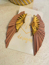 Leather and Gold Wing Earrings