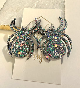 Glitter Spider Earrings Halloween