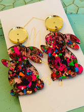 Small Confetti Acrylic Sitting Bunny Earrings