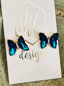 Big Butterfly Jeweled Earrings