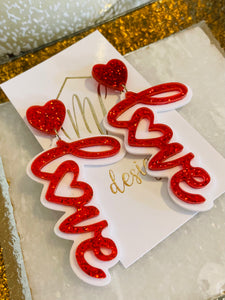 Acrylic Valentine Love Earrings