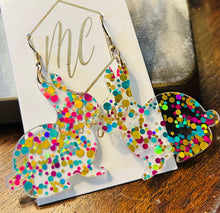 Acrylic multi-color glitter bunny earrings