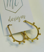 Small Oval Gold Hoops OG Earrings with Balls