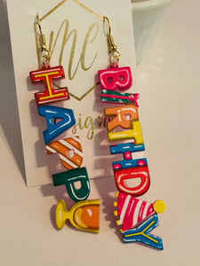 Acrylic Happy Birthday Earrings