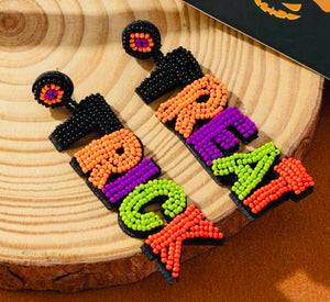 Beaded Trick or Treat Halloween Earrings